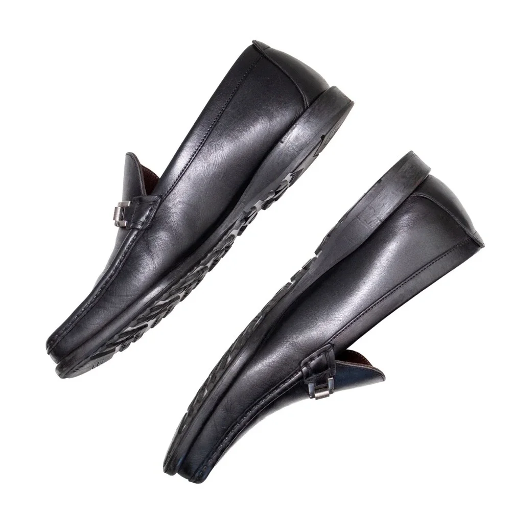 SALVATORE FERRAGAMO Men's‎ Size 8.5 D Black Leather Horsebit Loafers Italy